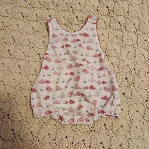 Kissy Kissy Pink Whale Watch Crab Ruffle Bum Baby Girl Romper 3-6M Pima Cotton